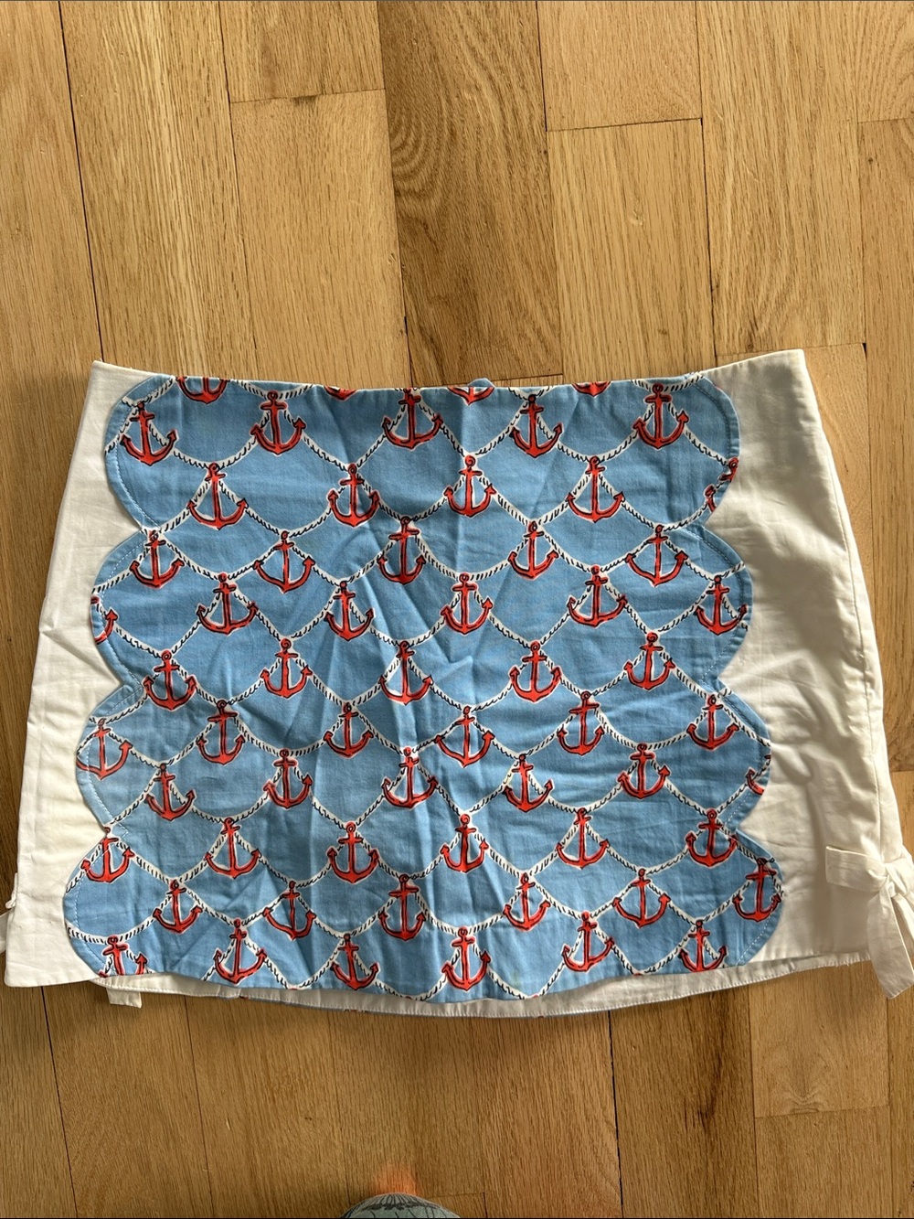 Lilly Pulitzer Blue Anchors Scallop Cotton Skirt with White Sides
